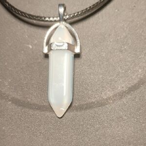 Silver and White Crystal Pendant Necklace
